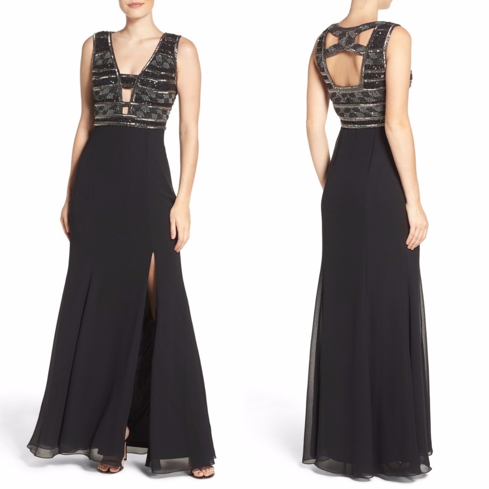 Adrianna Papell Beaded Georgette Gown - Picture 1 of 7
